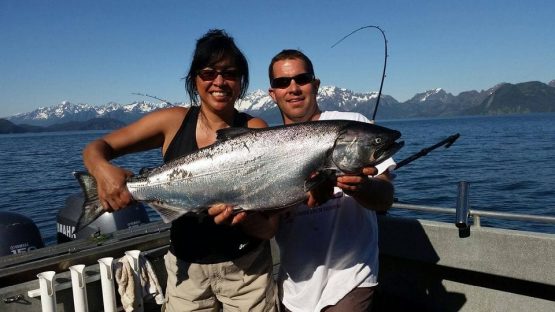 Captain Terry and Maya with a beautiful Res bay King...