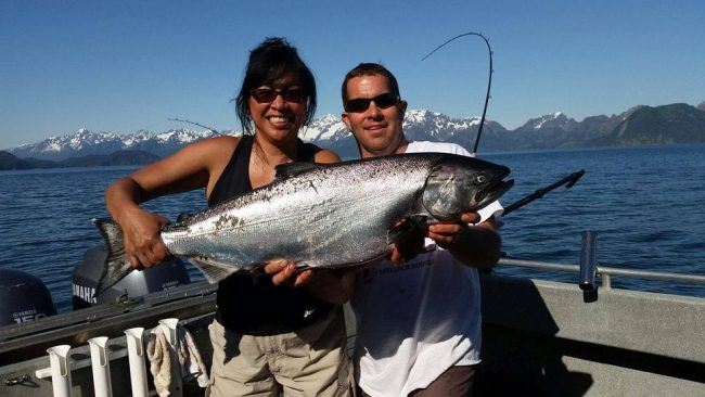 Captain Terry and Maya with a beautiful Res bay King...