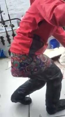 No harpoon or shotgun on the salmon boat! Only a little salm...