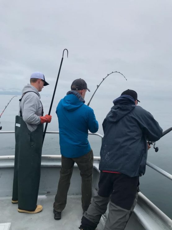 Kjell got to gaff a nice one for his father aboard the Voyag...