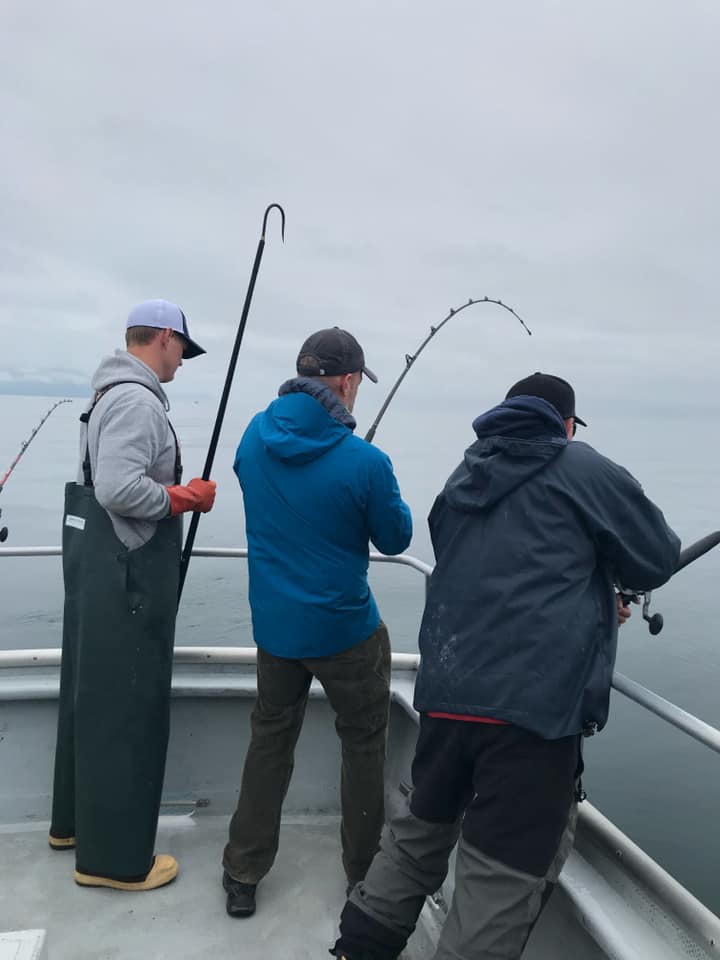 Kjell got to gaff a nice one for his father aboard the Voyag...